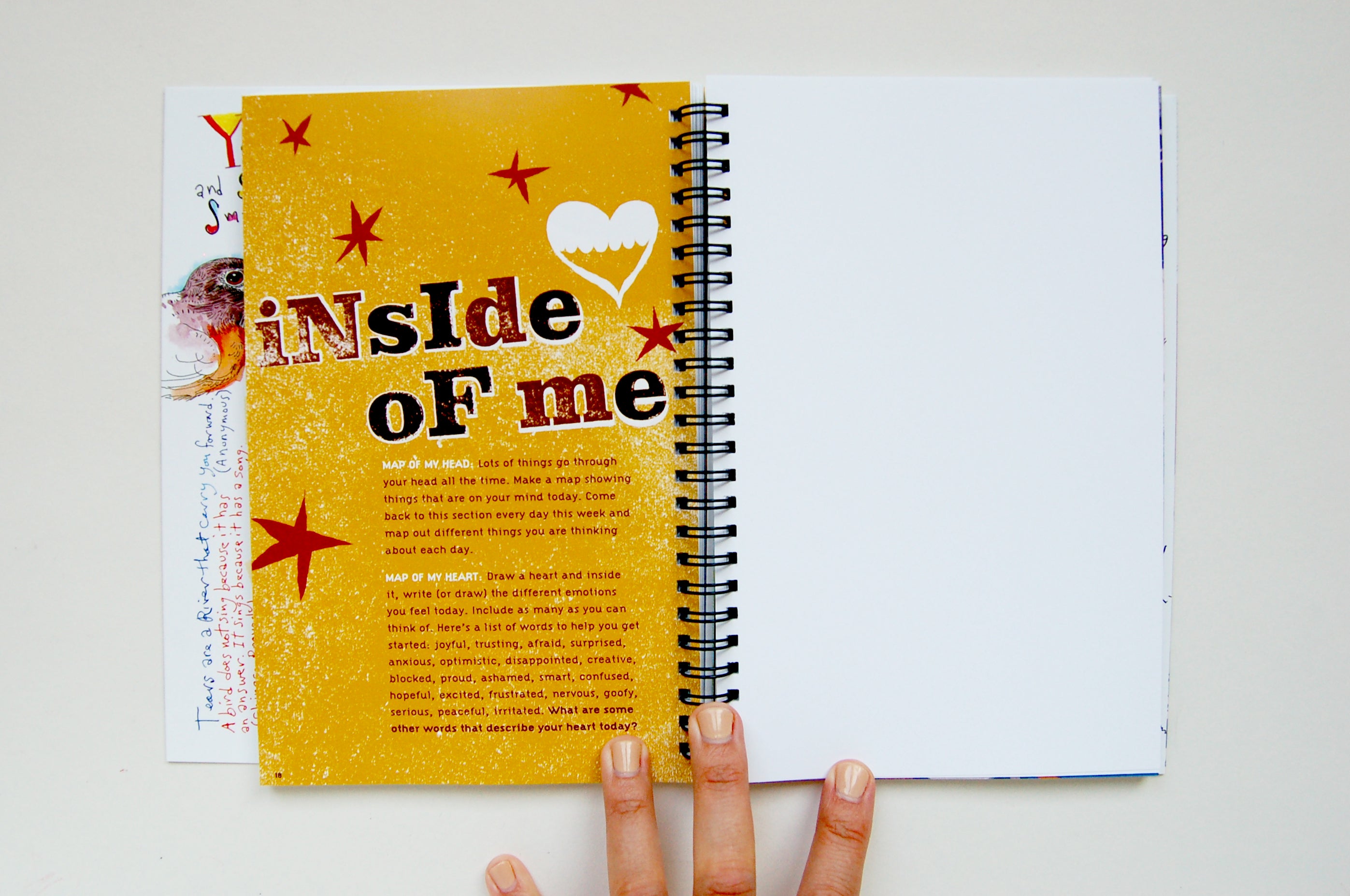 Chill & Spill combines blank pages with prompted ones, giving teens lots of room to share their feelings, fears, and frustrations.